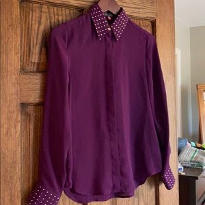 Vince Camino purple blouse with gold detailing.